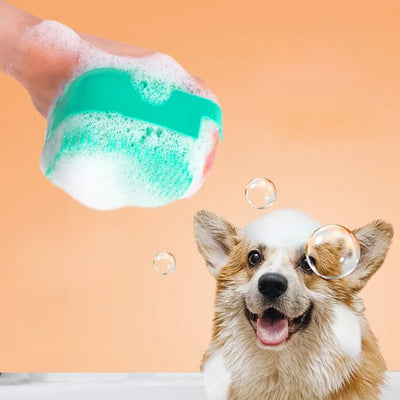 1+1 ZDARMA Silikonový masážní kartáč na mytí psů a koček s dávkovačem