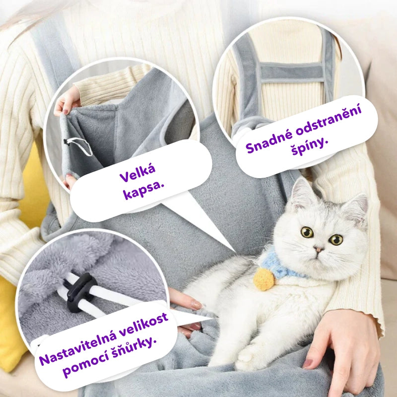 Zamatová prenášacia zástera pre mačky