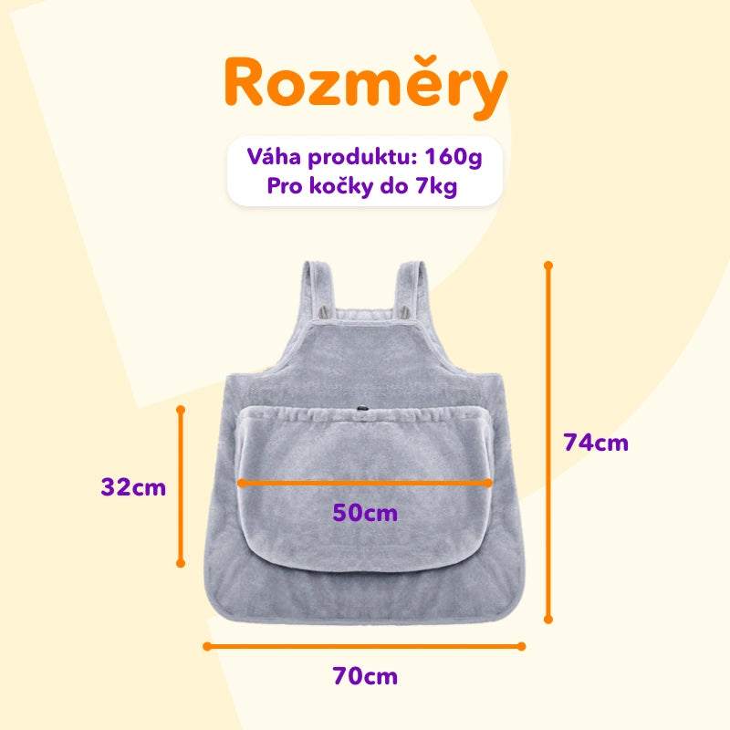 Zamatová prenášacia zástera pre mačky