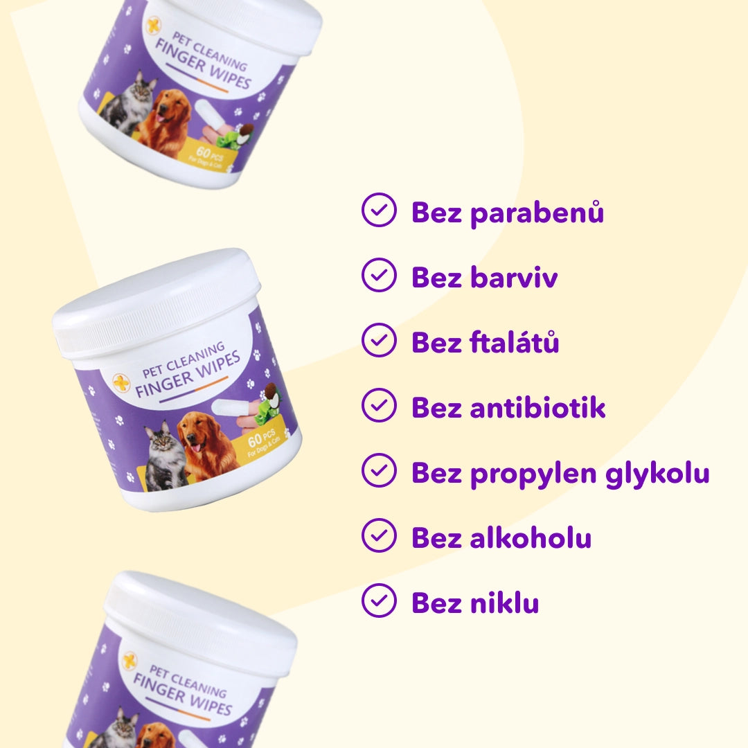 Obrúsky na čistenie zubov pre psov a mačky (60 kusov)