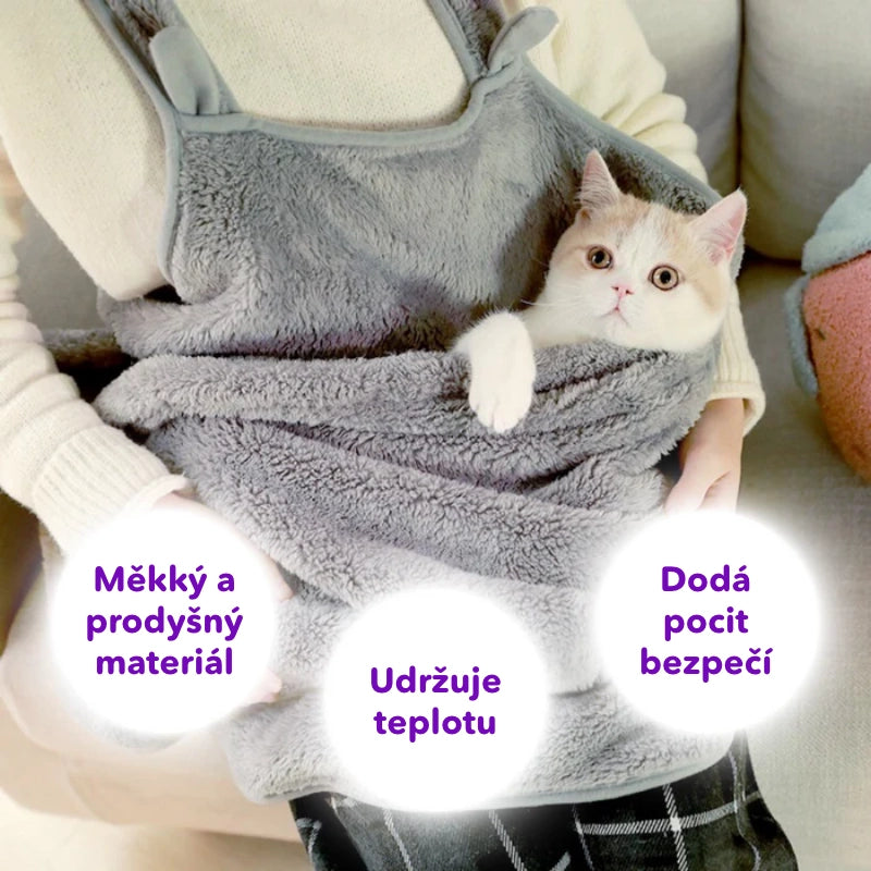 Zamatová prenášacia zástera pre mačky