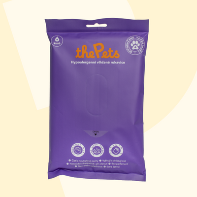 Čistiace vlhčené rukavice pre domácich miláčikov (6 kusov)