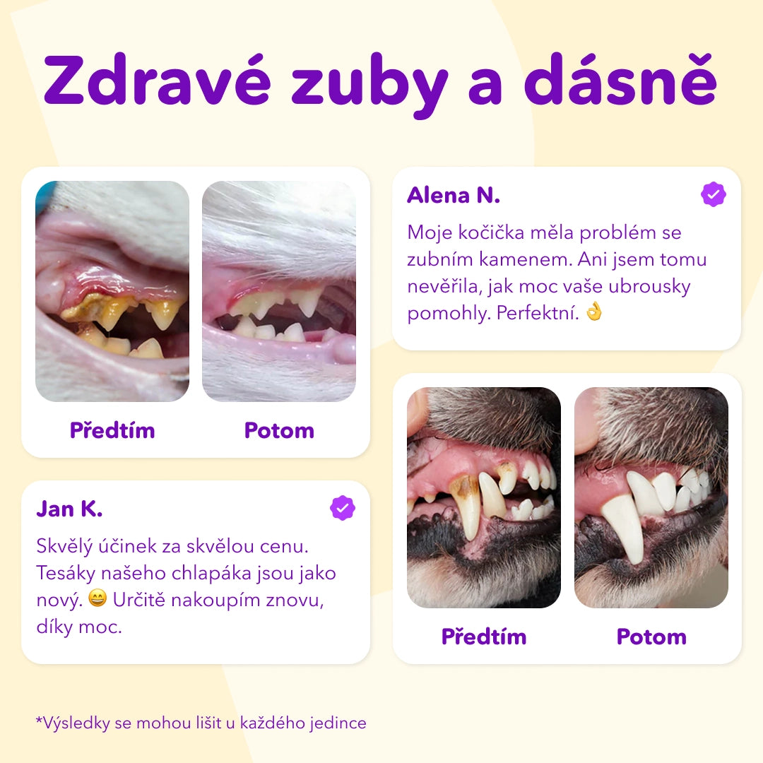 Obrúsky na čistenie zubov pre psov a mačky (60 kusov)
